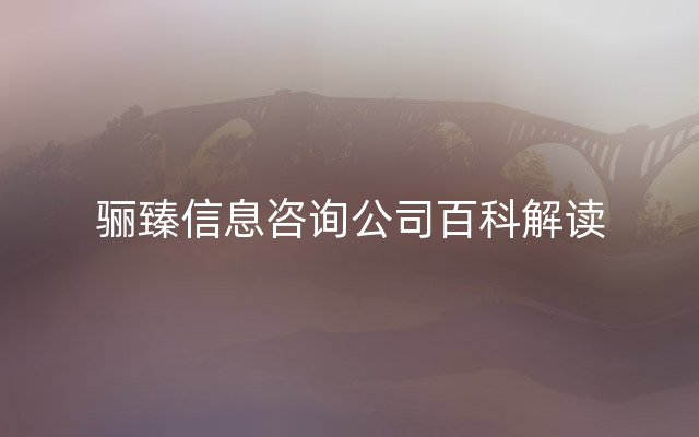 骊臻信息咨询公司百科解读