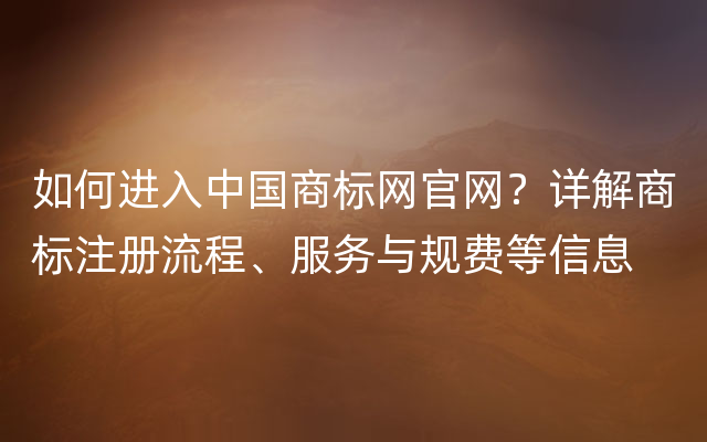 如何进入中国商标网官网？详解商标注册流程、服务与规费等信息