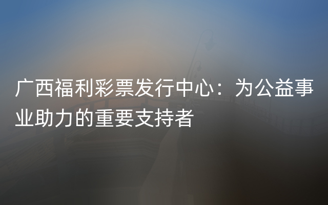 广西福利彩票发行中心：为公益事业助力的重要支持者