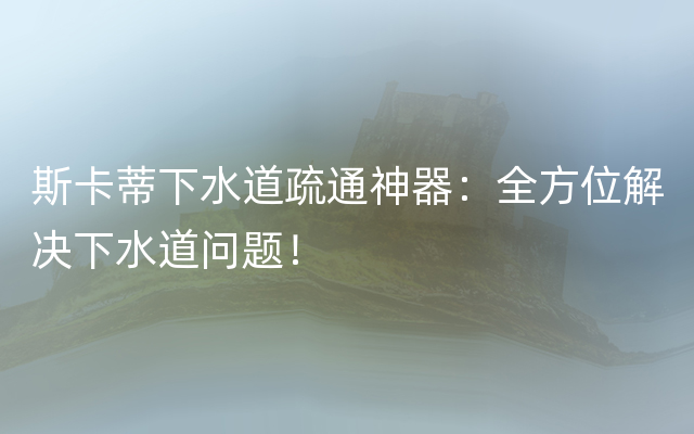 斯卡蒂下水道疏通神器：全方位解决下水道问题！