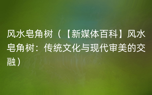 风水皂角树（【新媒体百科】风水皂角树：传统文化与现代审美的交融）