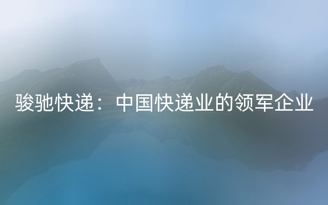 骏驰快递：中国快递业的领军企业