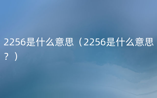 2256是什么意思（2256是什么意思？）