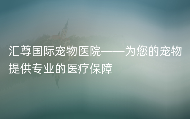 汇尊国际宠物医院——为您的宠物提供专业的医疗保障