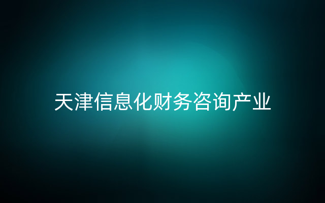 天津信息化财务咨询产业