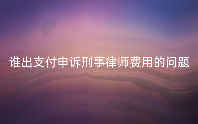 谁出支付申诉刑事律师费用的问题