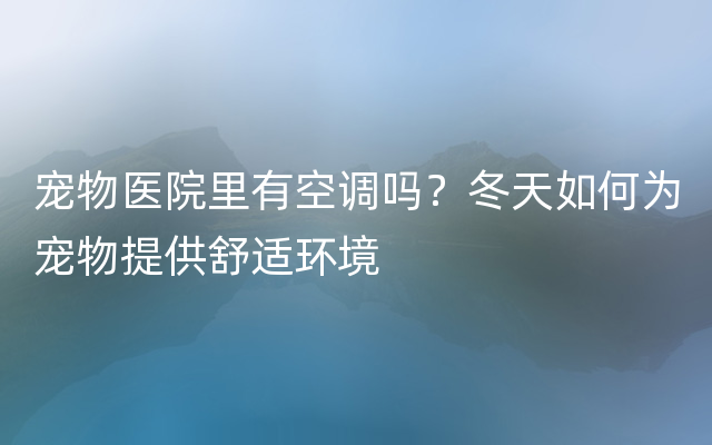 宠物医院里有空调吗？冬天如何为宠物提供舒适环境