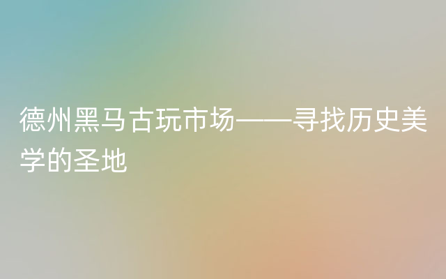 德州黑马古玩市场——寻找历史美学的圣地