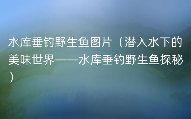 水库垂钓野生鱼图片（潜入水下的美味世界——水库垂钓野生鱼探秘）