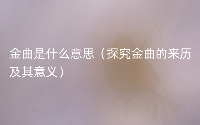 金曲是什么意思（探究金曲的来历及其意义）