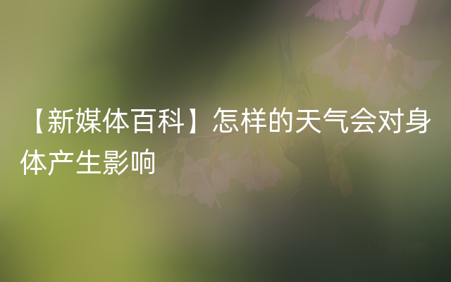 【新媒体百科】怎样的天气会对身体产生影响