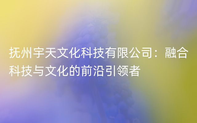 抚州宇天文化科技有限公司：融合科技与文化的前沿引领者