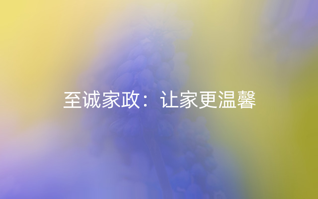 至诚家政：让家更温馨