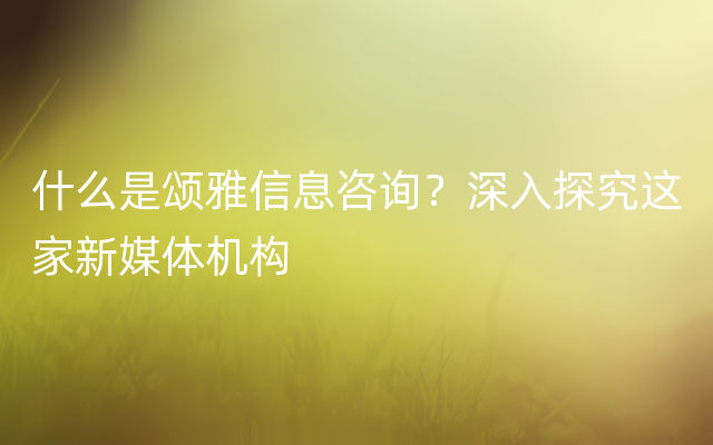 什么是颂雅信息咨询？深入探究这家新媒体机构