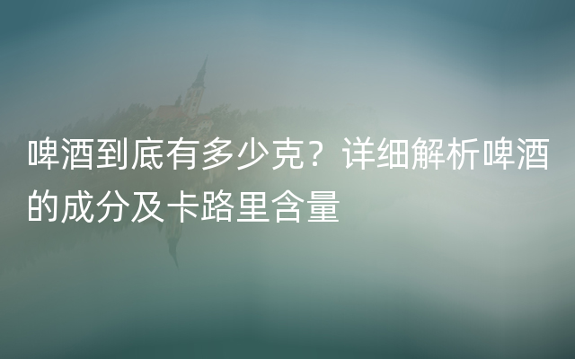 啤酒到底有多少克？详细解析啤酒的成分及卡路里含量