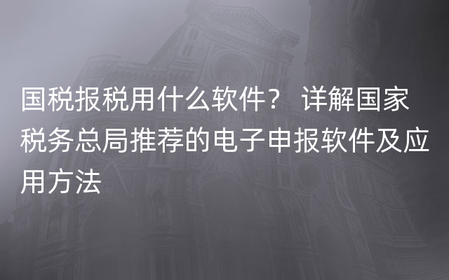 国税报税用什么软件？ 详解国家税务总局推荐的电子申报软件及应用方法