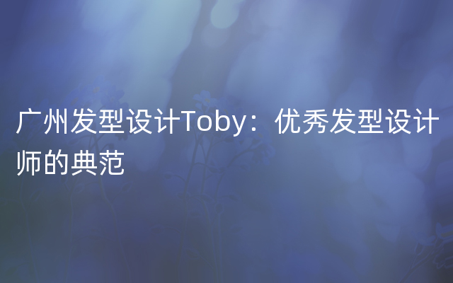 广州发型设计Toby：优秀发型设计师的典范