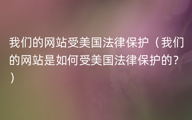 我们的网站受美国法律保护（我们的网站是如何受美国法律保护的？）