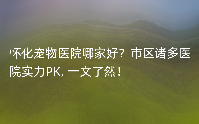 怀化宠物医院哪家好？市区诸多医院实力PK, 一文了然！