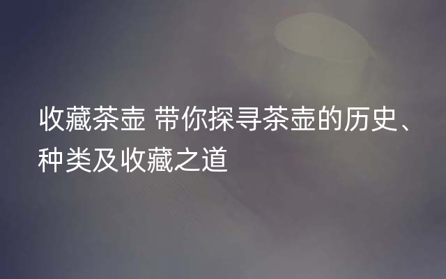 收藏茶壶 带你探寻茶壶的历史、种类及收藏之道