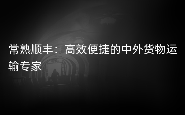 常熟顺丰：高效便捷的中外货物运输专家