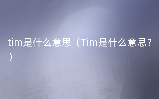 tim是什么意思（Tim是什么意思？）