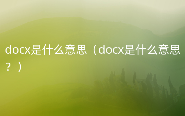 docx是什么意思（docx是什么意思？）