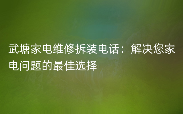 武塘家电维修拆装电话：解决您家电问题的最佳选择