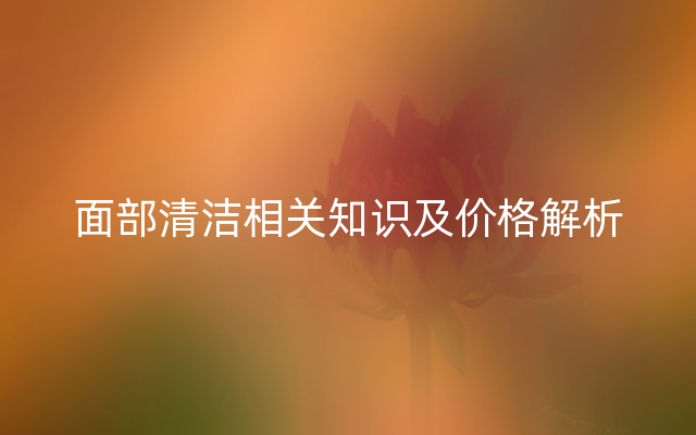 面部清洁相关知识及价格解析