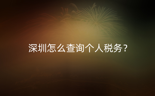 深圳怎么查询个人税务？