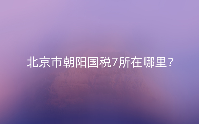 北京市朝阳国税7所在哪里？