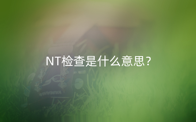 NT检查是什么意思？