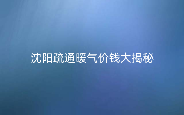 沈阳疏通暖气价钱大揭秘