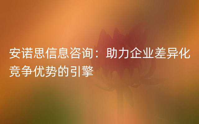 安诺思信息咨询：助力企业差异化竞争优势的引擎