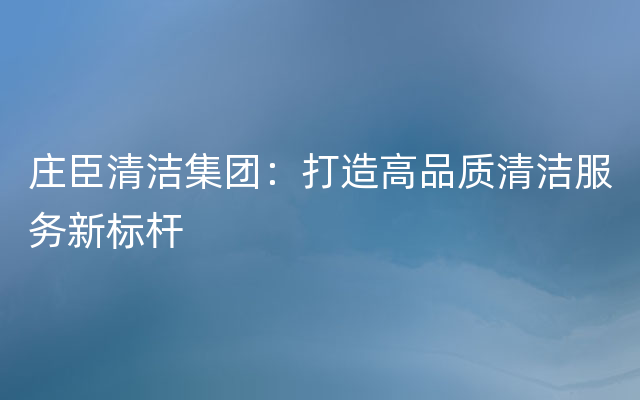 庄臣清洁集团：打造高品质清洁服务新标杆