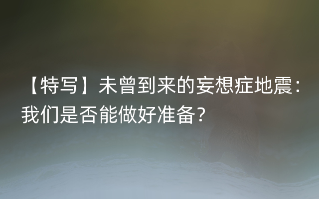 【特写】未曾到来的妄想症地震：我们是否能做好准备？