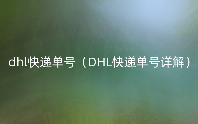 dhl快递单号（DHL快递单号详解）