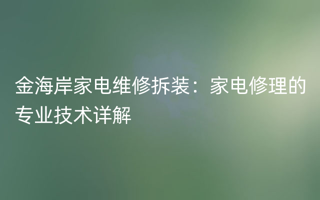 金海岸家电维修拆装：家电修理的专业技术详解