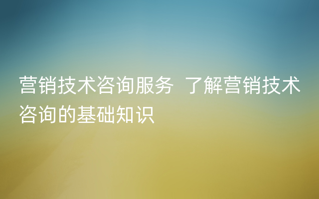 营销技术咨询服务  了解营销技术咨询的基础知识