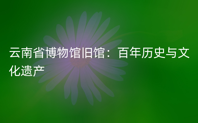 云南省博物馆旧馆：百年历史与文化遗产