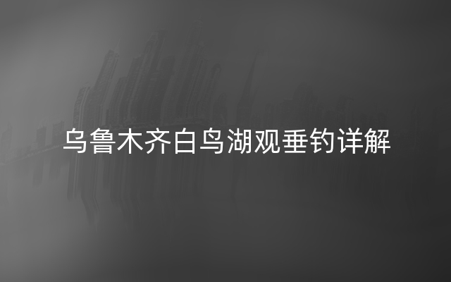 乌鲁木齐白鸟湖观垂钓详解