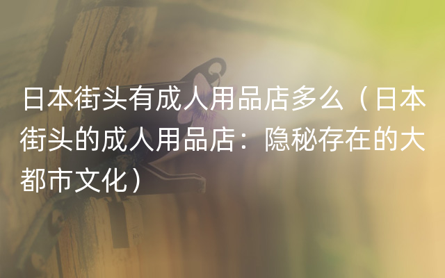 日本街头有成人用品店多么（日本街头的成人用品店：隐秘存在的大都市文化）