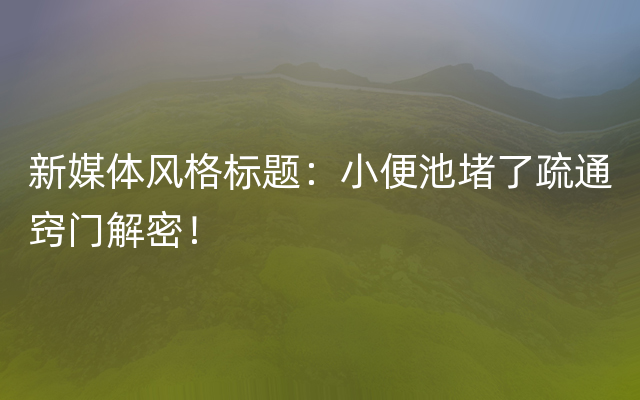 新媒体风格标题：小便池堵了疏通窍门解密！