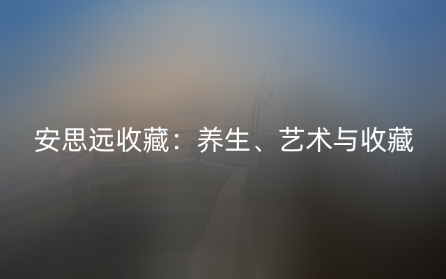 安思远收藏：养生、艺术与收藏