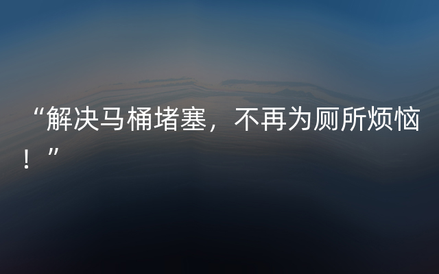 “解决马桶堵塞，不再为厕所烦恼！”