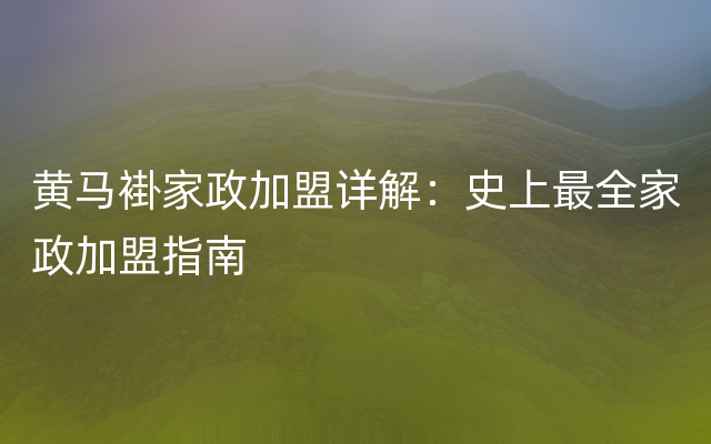 黄马褂家政加盟详解：史上最全家政加盟指南