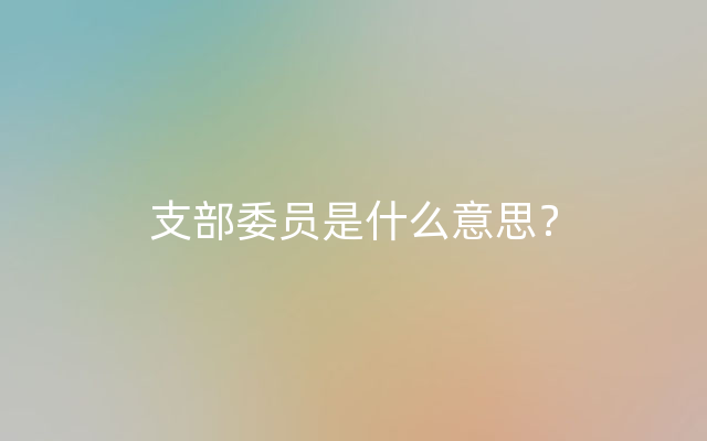 支部委员是什么意思？