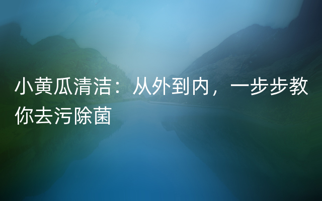 小黄瓜清洁：从外到内，一步步教你去污除菌