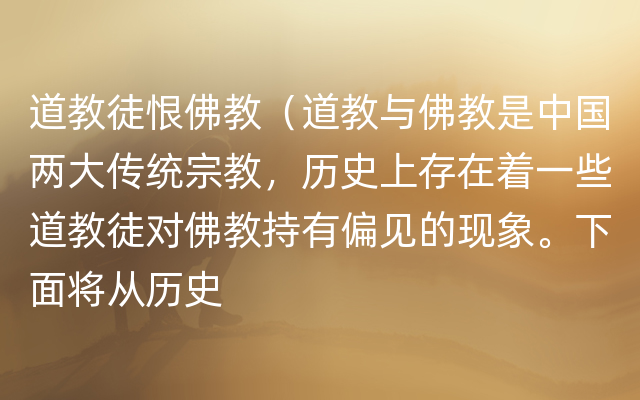 道教徒恨佛教（道教与佛教是中国两大传统宗教，历史上存在着一些道教徒对佛教持有偏见