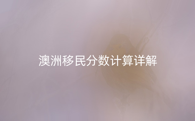 澳洲移民分数计算详解